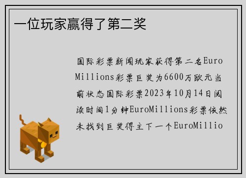 一位玩家赢得了第二奖 