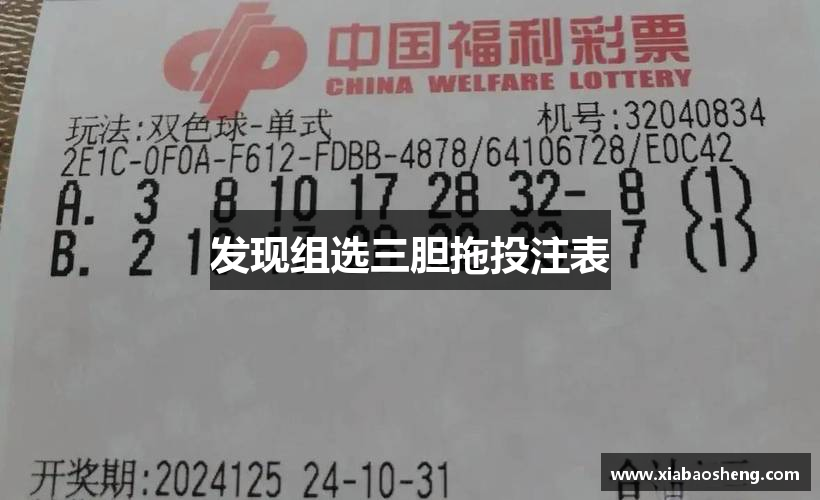 发现组选三胆拖投注表